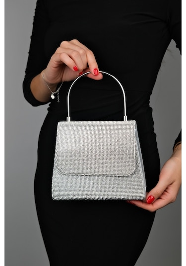Luvishoes Lamaya Gümüş Taşlı Kadın El Çantası Gümüş