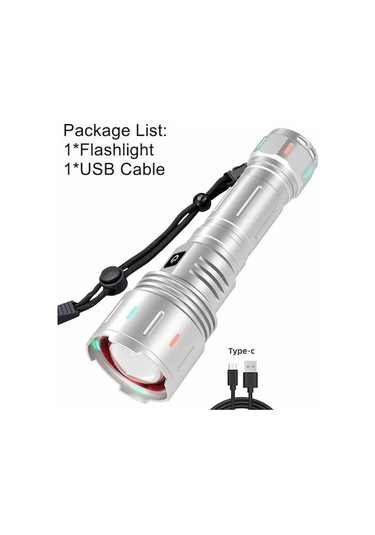 Yuntech01 Beyaz Lazer Feneri, 5 Modlu Odaklanabilir, Gece Sürüşü Kamp Mantar Tutma Yürüyüş Kendi Kendine Savunma Için Led El Feneri Diğer