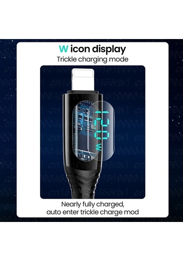 Prestigegoods Led Ekran Usb Kablosu İphone 14 13 12 11 Pro Max Xs Xr X Uyumlu Hızlı Şarj Veri Transferi Aydınlatma Cihazı