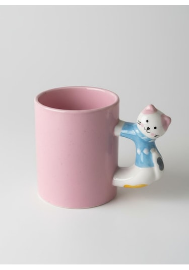 3d Pembe Kupa Kedi Kulplu 410 Ml Pembe