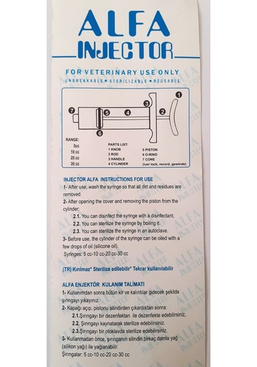 Alfa Mika Enjektör 20 Cc / 2 Adet İğne Hediye