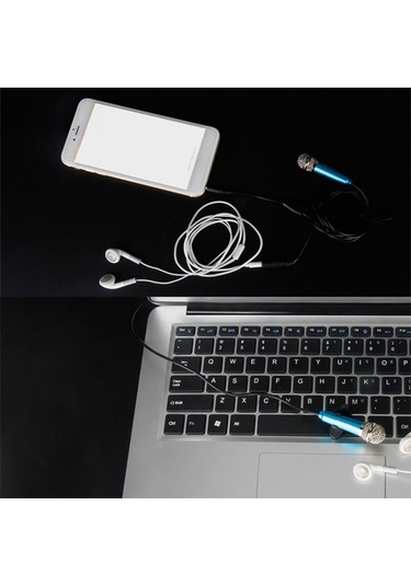 İphone Uyumlu Android İçin Standlı 3,5 Mm Mini Kondenser Mikrofon Telefon Karaoke Mikrofonu