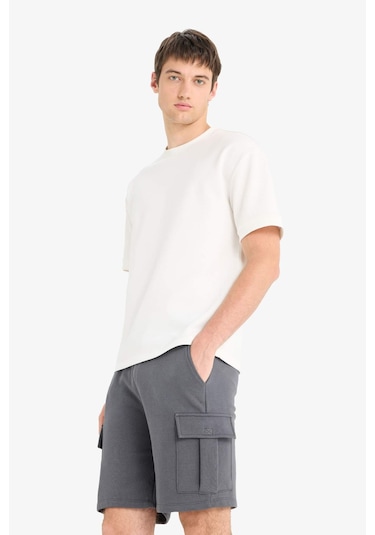 DeFacto Regular Fit Beli Bağcıklı Kargo Cepli Şort D9494AX25SMAR104