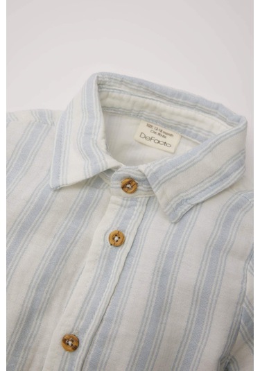 DeFacto Erkek Bebek Çizgili Uzun Kollu Gömlek D9364A525SPBE343 Mavi