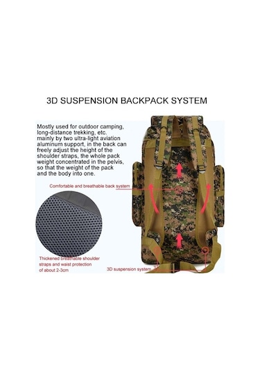 Dancemonkey Dayanıklı Seyahat Yürüyüş Çantası, Jungle Camouflage, 56-75lsuya Çok Renkli