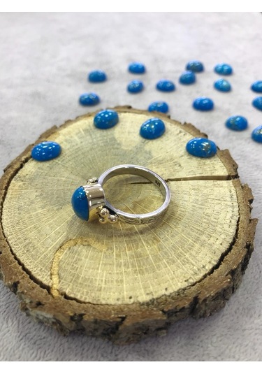 Turkuaz Firuze Taşlı Gümüş Yüzük 925 Ayar - 307786606