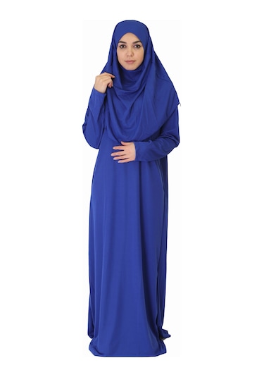 Koyu Mavi Fermuarsız Namaz Elbisesi Koyu Mavi