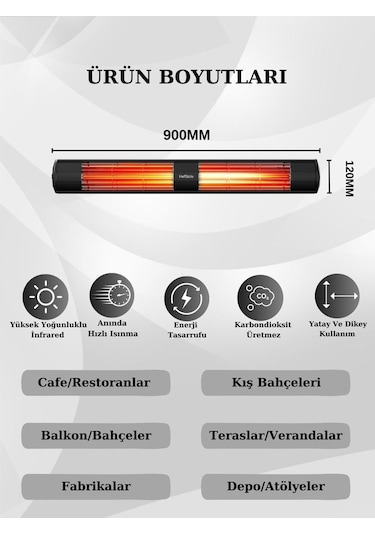 Hottable Classic 3000 W Su Geçirmez Infrared Dış Ortam Isıtıcı