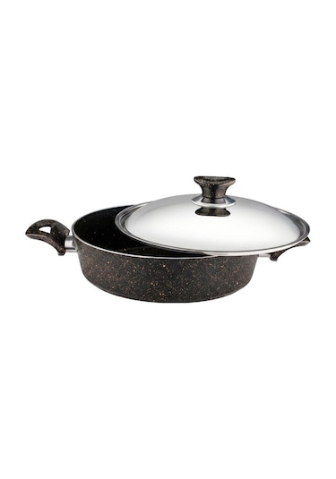 26 Cm Granit Karnıyarık & Pilav Tenceresi Çelik Kapak - Siyah Siyah