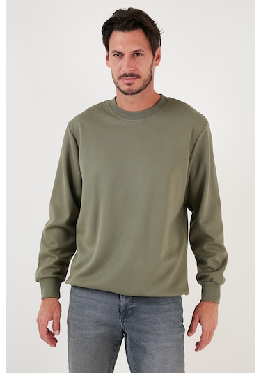 Buratti Pamuklu Bisiklet Yaka Regular Fit Basic Erkek Sweat 5905521 Haki