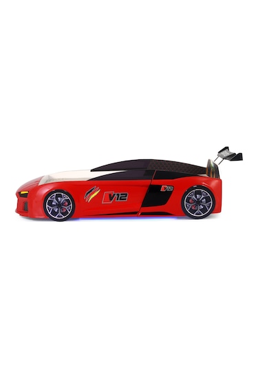 Kırmızı Arabalı Yatak V12 Audi Full Ledli Kumandalı Ve Müzikli