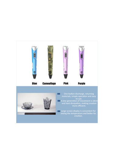 Kangvka Mavi 3d Boyama Kalemi, Sayısal Ekranlı, Pla/abs Uyumlu, Sessiz Hareketli, Usb Kablolu, 160-230 C Isı Ayarı,立体 Sanat Oluşturma Aleti