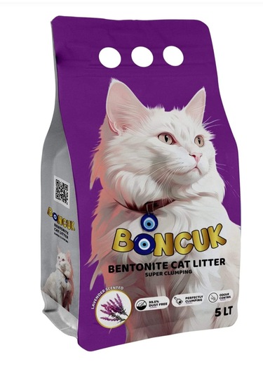 Boncuk Lavanta Kokulu Topaklaşan Bentonit Kedi Kumu 5 L