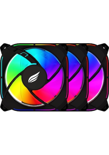 Hawk Gaming HF120 Silentforce 120mm ARGB Üçlü Kontrolcü ve Kumada Dahil Siyah Kasa Fanı