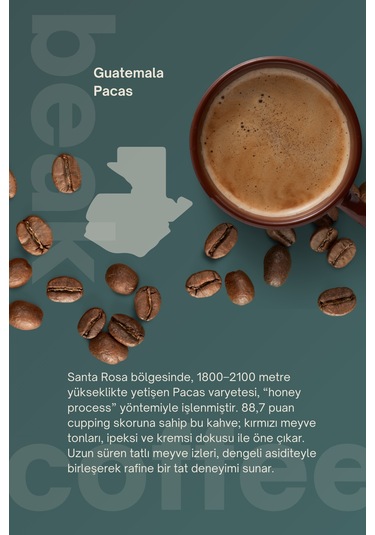 Guatemala Pacas Çekirdek Kahve 250 Gr , %100 Arabica Çekirdek Kahve