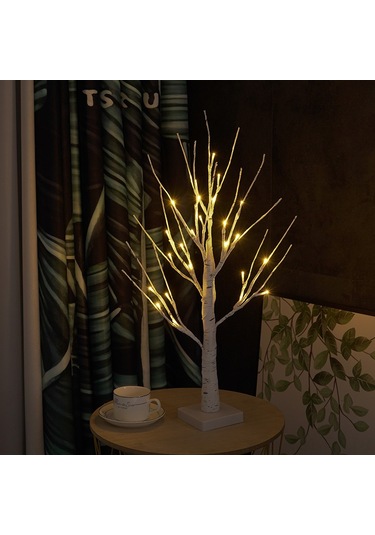 Folinda 60cm Yüksek 24 Led Işıkli Beyaz Meşe Ağaç Lambası, Zamanlama Fonksiyonu 6 Saat Açık/18 Saat Kapalı , Güneş Işığı Tonu, Çıkartılabilir Taban - Noel, Parti, Ev Dekorasyonu Için Diğer