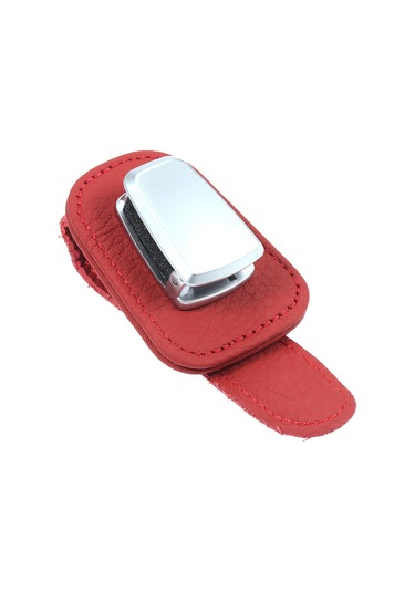 Monyee Araç Güneş Koruyucusu Gözlük Tutucu - Alüminyum Deri, Kaymazsız, Gözlüğü Korumak Ve Düzenlemek İçin Kırmızı