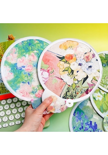 Willowhaven Leavesshadow Taşınabilir Katlanır El Soğutma Fanı Karpuz Desenli Hafif Yansıtıcı Yüzey