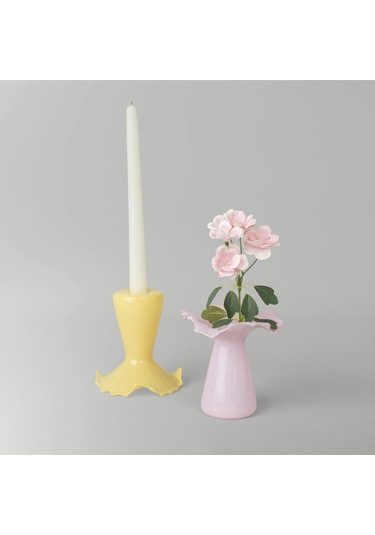 Linens Finch Mumluk Vazo 11x11x12 Cm Sarı Sarı