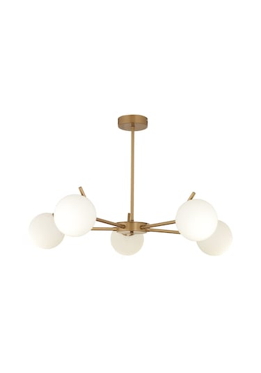 Sara 5Li Eskitme Boyalı Beyaz Camlı Salon Avize