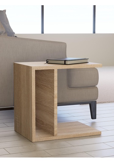 Detamob Fonksiyonel Yan Sehpa, Zigon Sehpa Mdf Meşe