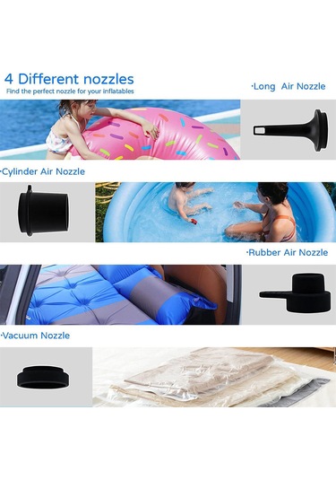 Lemestar Ev Ve Dışarı Kullanıma Uygun Kablosuz Mini Hızlı Şişirme-çıkarma Pompası, 4 Farklı Uçlu, Abs Malzeme, 1500mah Pil, Su Geçirmez, Beyaz