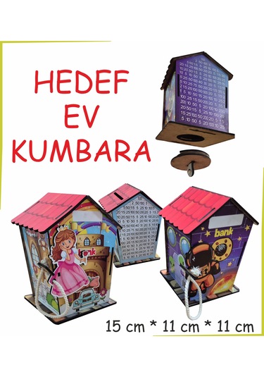Ahşap Kilitli Hedef Ev Kumbara