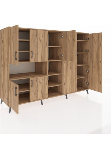 Kronos Dolap 13 Raflı 7 Kapaklı 220x59x163 Çam-çam Çam-çam