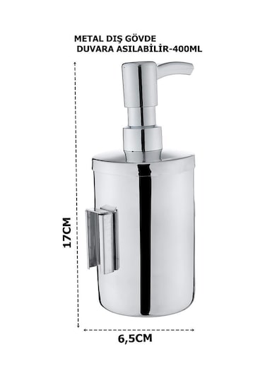 Geseus Ç.ayna Metal Krom Asmalı Sıvı Sabun Dispenseri 400ml-803