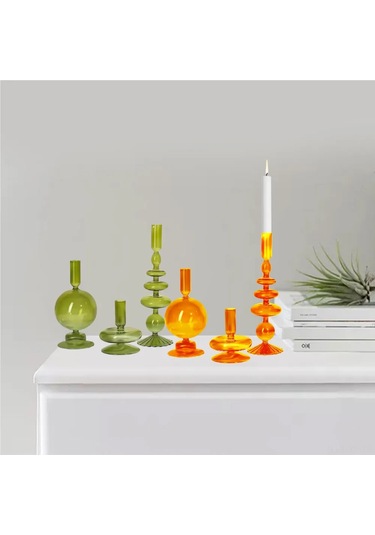 Yifomall 3 Lü Şık Cam Mumluk Seti - Farklı Boyutlarda Dekoratif Ve Modern Tasarım