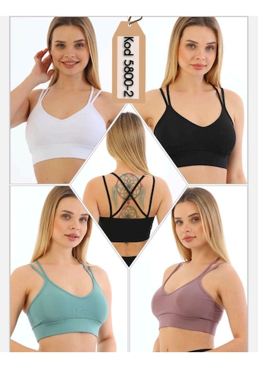 Form Angel Askılı Pedli Sütyen Set 5 Adet 5800-2 Lila - Beyaz - Ten