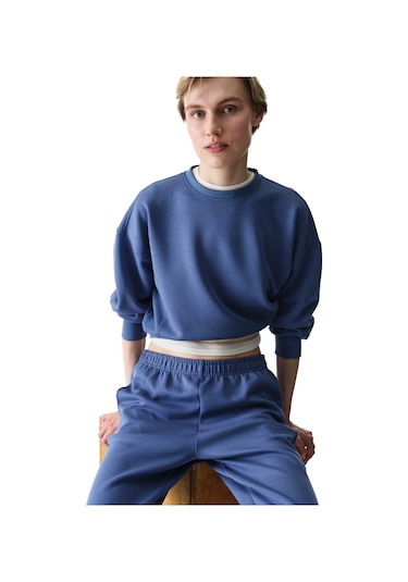 Penti Koyu Mavi Silky Feel Contrast Sweatshirt