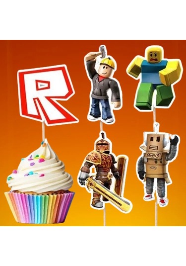 Kürdan Roblox Temalı 10lu Doğum Günü Cupcake İkramlık Süsü