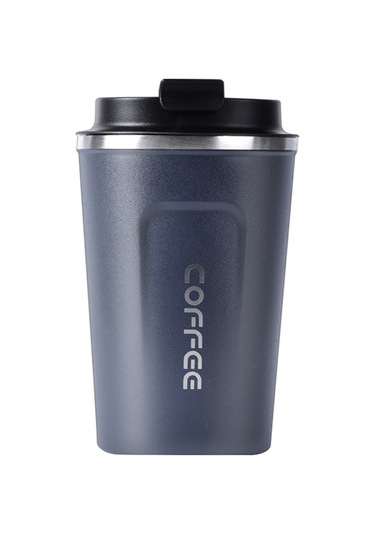 Hfambition 304 Paslanmaz Çelik Çift Katmanlı Vakumlu Termos Kahve Bardağı - Taşınabilir, 380ml, Mavi Siyah