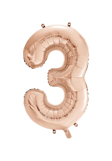 1 Adet 34 İnç 85 Cm Rose Gold Folyo Balon Helyum Balon 3 Yaş Balonu 3 Rakam Balon Rose Gold
