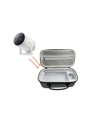 Neevoyu Samsung Uyumlu Freestyle İçin Nylon-eva Gri Taşıma Kutuğu, Çift Fonksiyonlu Fermuarlı Projeksiyon Cihazı Çantası