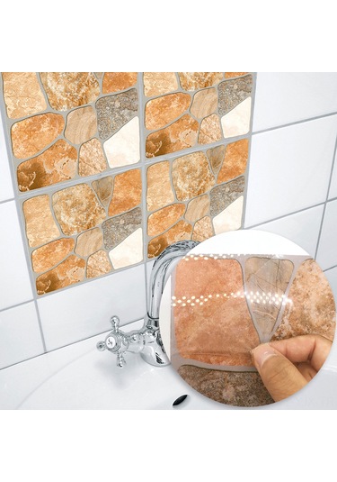 Geekyou Mediterranean Tarzı Otomatik Yapışkan Seramik Desenli Duvar Sticker 20x20cm 10 Adet - Kolay Kurulum, Kaliteli Pvc Diğer