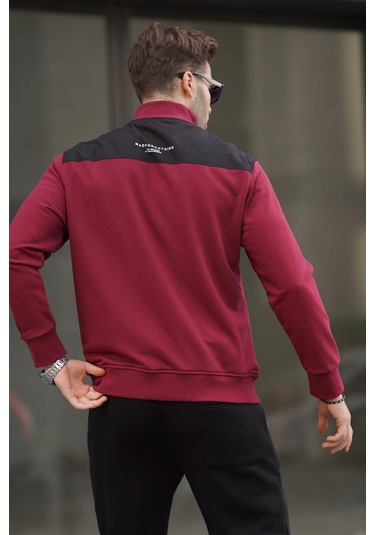Madmext Bordo Fermuar Yaka Basic Erkek Sweatshirt 6157-bordo Bordo