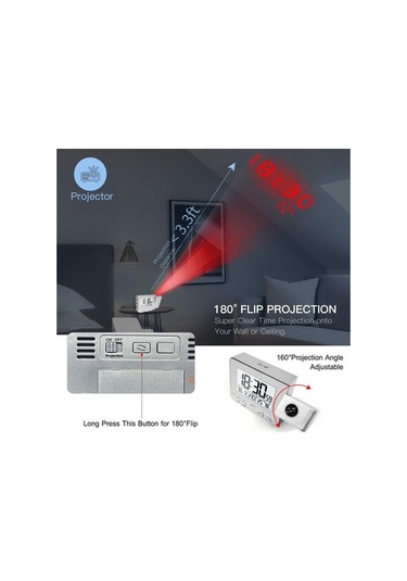 Wondernest Yatak Termoli Saat Projeksiyon Odası Lichen İçin Nem Ölçerli