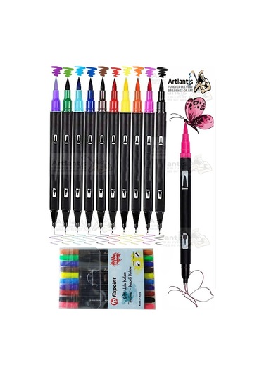 Fineliner 10 Lu Çift Taraflı İnce Uçlu Kalem 1 Paket 10 Renk 0.4 Mm Keçe Uçlu Kalem Renkli İşaretleme Yazı Kalemi