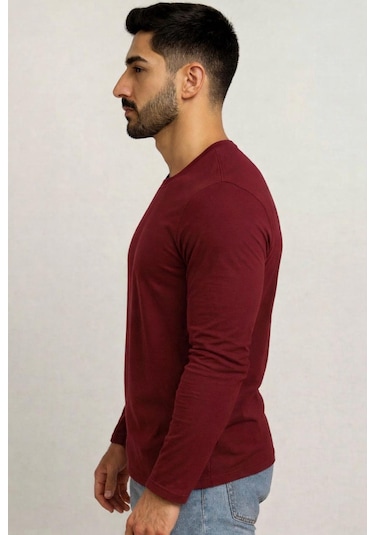 Axxel Erkek Bordo Uzun Kollu T-shirt-d240 Bordo