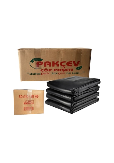 Pakçev Jumbo Boy Kalın Siyah Dökme Çöp Poşeti 80 x 110 CM 20 KG