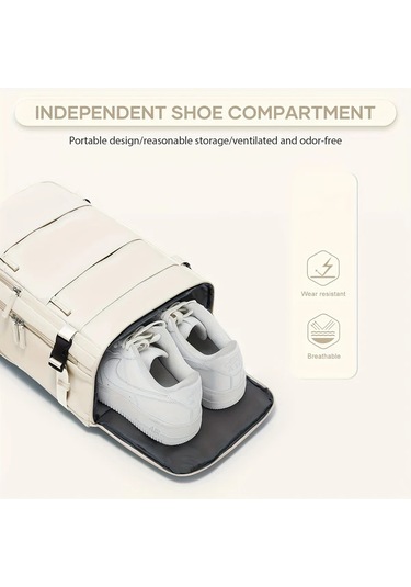 Dashanshop Hafif Nylon Seyahat Sirt Cantasi Beige With Brown Laptop Bolmeli Ayarlanabilir Askili Cok Cepli Is Gundelik Kullanım A Gri