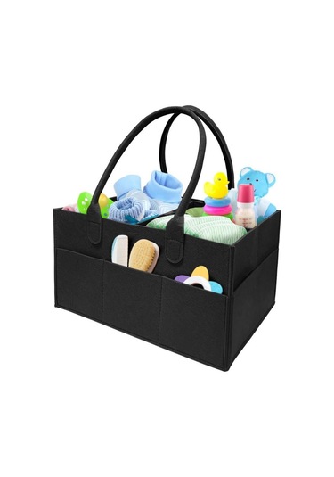 Katlanabilir Taşınabilir Keçe Organizer Çanta Siyah Renk Siyah