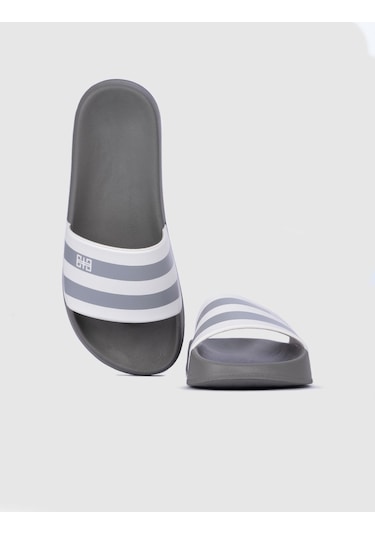 Beyaz - Gri Erkek Terlik Beyaz