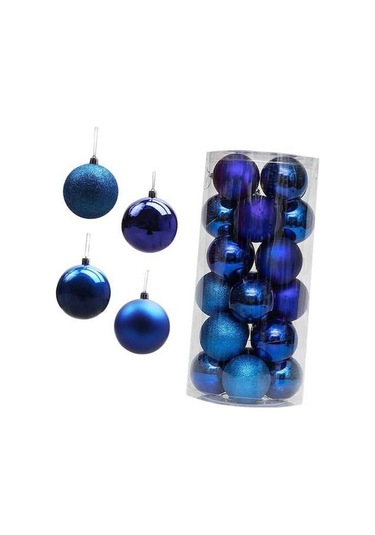 Pazly Yılbaşı Topları Süs Suntek Parça Mavi Kırılmaz 24 Oe