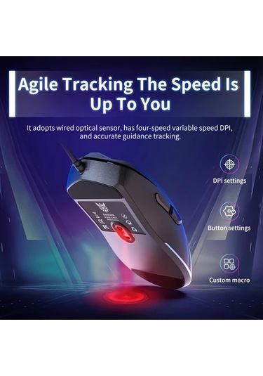Besthome1 Onıkuma Kablolu Oyun Faresi 4 Dpı Rgb Aydınlatmalı 6 Tuş Win Mac Black Model -