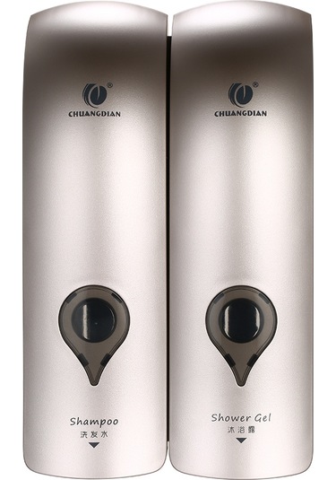 Kangvka Duvarlı 2 Lü 300ml 2 El Çevirme Sabun Spreyi - Şampuan & Duş Jeli Ayırt Edici Basınçlı Dispenser Delme Yok - Şampanya Altın Şampanya Altın