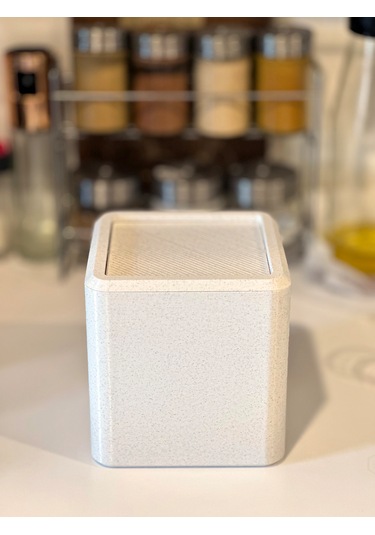 Modern Masaüstü Çöp Kutusu-mutfak-ofis-banyo -açılır Kapanır-mermer Beyaz-12,5x12cm Mermer