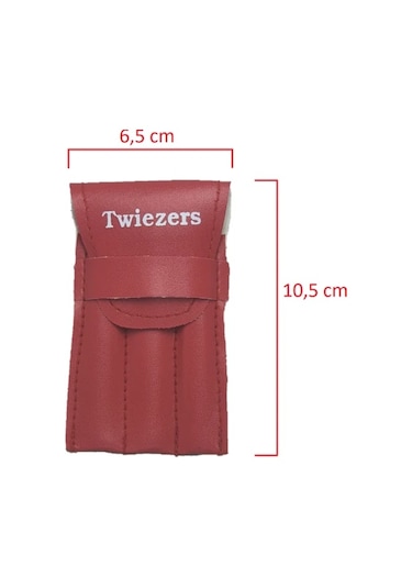 Twiezers Twzset3221 Deri Çantalı 3'lü Paslanmaz Çelik Cımbız Seti - Kırmızı/kırmızı
